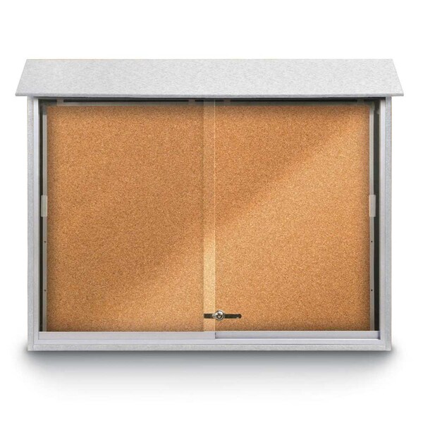 Outdoor Enclosed Combo Board, 72"x36", Bronze Frame/White Porc & Buff